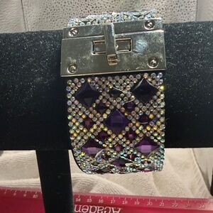Elegant Silver Toned-and Purple Crystal Bracelet. Signed Jacqueline Kent